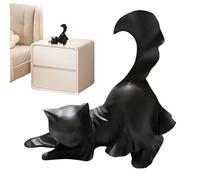 Black Cat Statue, Garden Cat Sculpture, 5.12x2.17x5.12 Inches Cute Glow in The Dark Halloween Figurine for Home Decor, Indoor Outdoor Ornament, Living Room Bookshelf Holiday Parties Display