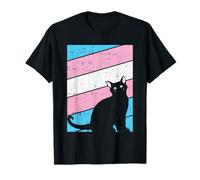 Black Cat Trans-gender Pride Kitten Lover LGBT-Q Proud Ally Camiseta