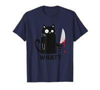 Black Cat What Murderous Disfraz de Gatito de Halloween con Cuchillo Camiseta