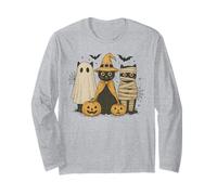 Black Cat Witch Ghost Scary Halloween Pumpkin Men Kids Gifts Manga Larga