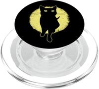 Black Cat Yellow Eyes Moon Silhouette Retro PopSockets PopGrip para MagSafe