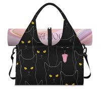Black Cats - Bolsa deportiva de lona para mujeres y hombres, gatos, fin de semana, con compartimento para zapatos, bolsa de hombro para yoga, gimnasio, viajes, color, L, Organizador de bolsas