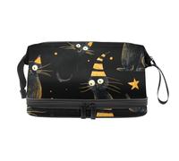 Black Cats - Neceser de doble capa para mujeres y niñas, neceser de viaje, bolsa organizadora de maquillaje con compartimento para cepillos, multicolor, 27x15x14 cm/10.6x5.9x5.5 in, Neceser