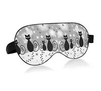Black Cats Paws Snowflakes White Snow Eye Masks Cover Blocks Light Sleep Mask Shade Cover Blindfold Relajante Eyeshade Cover con correa ajustable para la cabeza para hombres, mujeres y niños