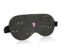 Black Cats Sleep Mask Blindfold Blackout Cooling Funny Eye Mask para dormir con tira elástica para mujeres y hombres