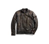 Black Cazadora motera de piel Slim Fit S