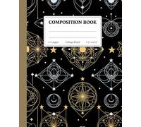 Black Celestial Notebook for Women & Students: Celestial Geometry Journal with Gold Moon & Star Design | Aesthetic Astrological Composition Book for ... | 110 College-Ruled Pages | 7.5” x 9.25”