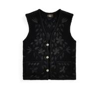 Black Chaleco de lana y cachemira con bordado L