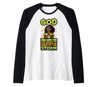 Black Christian Melanin Sista Mujeres Cristianas Aman a Dios Camiseta Manga Raglan