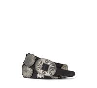 Black Cinturón de piel con conchos fundidos 38