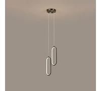 Black Circle Small Chandelier 2-Ring Ceiling Pendant Light Copper Finish Shade LED Semi-Embedded Ceiling Lighting Height Adjustable Suspension Lights,Pendant Ceiling Light