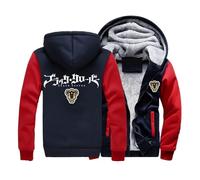 Black Clov-er Chaquetas Invierno para Hombre, Sudadera con Capucha Forro Polar Manga Larga, Hoodie Impresión con Estampado, de Trabajo, Forro(Red,4XL)