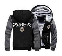 Black Clov-er Chaquetas Invierno para Hombre, Sudadera con Capucha Forro Polar Manga Larga, Hoodie Impresión con Estampado, de Trabajo, Forro(Navy gray,5XL)