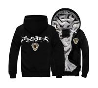 Black Clov-er Chaquetas Invierno para Hombre, Sudadera con Capucha Forro Polar Manga Larga, Hoodie Impresión con Estampado, de Trabajo, Forro(Black,5XL)