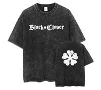 Black Clover Camiseta Anime Impreso Casual Manga Corta Lavado Modelo Retro Tendencia Camiseta Cosplay Ropa Harajuku Estilo...