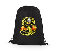 Black Cobra Kai - Mochila con cordón para niños, artes marciales, comedia, drama, televisión, gimnasio, fútbol, natación, baile, regreso a clases, guardería, primaria, regalo, Negro