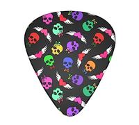 Black Colorful love hearts funny skulls Guitar Picks Set de regalo completo para guitarrista Celluloid Medium 12 Pack en caja Regalo para guitarristas Hombres y mujeres