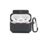(Black) Compatible For Apple AirPods Pro 3-in-1 Silicone Anti-Fall Case + Ear-Tip + Anti-Lost Carabiner Protection Set