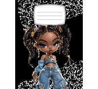 Black Composition Notebook Wide Ruled with Cute Girl 7-1/2 x 9-3/4" 160 pages Black Marble Cover Composition Book Wide Ruled for Girls Handwriting ... for Girls Paper Journal: Handwriting Workbook