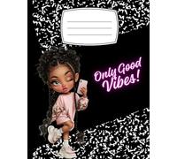 Black Composition Notebook Wide Ruled with Cute Pink Girl 7-1/2 x 9-3/4" 160 pages Black Marble Cover Composition Book Wide Ruled for girls: Handwriting Practice Paper for girls Journal