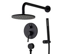 Black Concealed Shower Kit 10 in Rainfall Shower Head Mixer Shower Set Hose Pipe-A