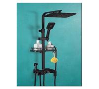 Black Copper Shower Set, Rainfall Shower System with 4-Speed Handheld Shower, Digital tatic Control, Dual-Button Design for Bathroom (S1803B-THDD-4G)