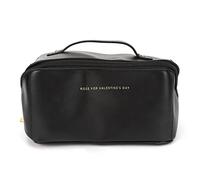 Black Cosmetic Bag Pure Color Portable Large Capacity PU Leather Makeup Skincare Bag for Travel Camping Women Cosmetic Storage Bag,Compact Travel Bag,Versatile Storage Bag.