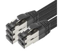 Black Cotton CAT 6a - 5 cables de red (5 unidades, revestimiento de algodón, Cat 6, 5 unidades, 5 x 1 m), color negro