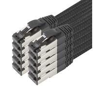 Black Cotton CAT 6a - Cable de red (2 m, 10 unidades, revestimiento de algodón, Cat 6, cable Rj 45 LAN, 500 MHz, 10 Gb s, 10 x 2 m), color negro