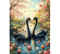 Black Couple de cygnes Dans le Jardin du lac Puzzle 1000 Piezas Cartón Grueso para Adultos Animal Planta Entretenimiento Casero Alivio Estrés Compatible Marco Estándar Regalo Original 1000 PCS