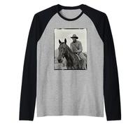Black Cowboy Pride Western History Vintage Rider Mujeres Hombres Camiseta Manga Raglan