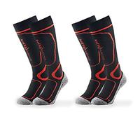 Black Crevice - Calcetines de esquí para adultos, 2 pares, Otoño-invierno, 31-34 - Calcetines de esquí (2 pares), color negro y rojo, Hombre, color negro/rojo, tamaño 31-34