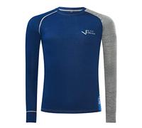 Black Crevice Camiseta Interior de Lana Merino de Manga Larga para Hombre, Azul/Gris, XXL