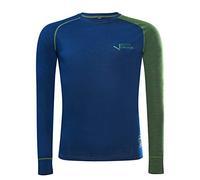 Black Crevice Camiseta Interior de Lana Merino de Manga Larga para Hombre, Azul/Verde, S