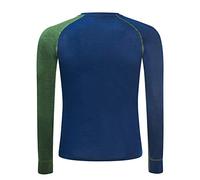 Black Crevice Camiseta Interior de Lana Merino de Manga Larga para Hombre, Azul/Verde, XL