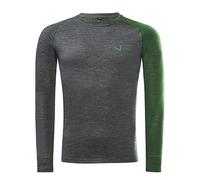 Black Crevice Camiseta Interior de Lana Merino de Manga Larga para Hombre, Gris/Verde, XXL