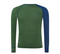 Black Crevice Camiseta Interior de Lana Merino de Manga Larga para Hombre, Verde/Azul, L