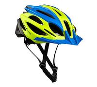 BLACK CREVICE Casco de Bicicleta para Adultos I Casco de MTB I Casco de Bicicleta I Casco de Bicicleta Unisex I Talla Ajustable (M/L (58-61cm), Azul/Amarillo/Negro)