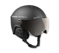 BLACK CREVICE Casco de esquí Gstaad I Casco de esquí con Visera en Estilo piloto I para Hombres y Mujeres I Casco de ski de (58-61 cm), Negro Carbono