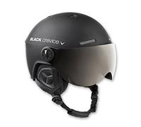 BLACK CREVICE Casco de esquí Gstaad I Casco de esquí con Visera en Estilo piloto I para Hombres y Mujeres I Casco de ski de policarbonato I (54-57 cm), Negro