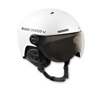 BLACK CREVICE Casco de esquí Gstaad I Casco de esquí con Visera I para Hombres y Mujeres I Casco de ski de policarbonato I Casco Transpirable I Talla Ajustable (Blanco Carbon, M/L)