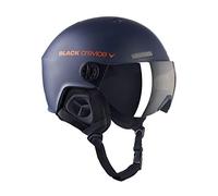 BLACK CREVICE Casco de esquí Gstaad I Casco de esquí con Visera I para Hombres y Mujeres I Casco de ski de policarbonato I Casco Transpirable I Talla Ajustable (Navy/Naranja, S/M (54-57 cm))