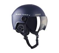 BLACK CREVICE Casco de esquí Gstaad I Casco de esquí con Visera I para Hombres y Mujeres I Casco de ski de policarbonato I Casco Transpirable I Talla Ajustable (Navy/Blanco, S/M (54-57 cm))