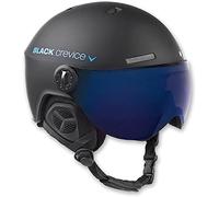 BLACK CREVICE Casco de esquí Gstaad I Casco de esquí con Visera I para Hombres y Mujeres I Casco de ski de policarbonato I Casco Transpirable I Talla Ajustable (Negro/Azul, Small/Medium)