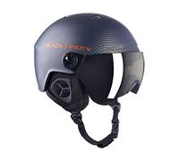BLACK CREVICE Casco de esquí Gstaad I Casco de esquí con Visera I para Hombres y Mujeres I Casco de ski de policarbonato I Casco Transpirable I Talla Ajustable (Carbon Navy/Naranja, S/M (54-57 cm))