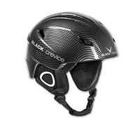 BLACK CREVICE Casco de esquí Kitzbühel I Casco de esquí de diseño Deportivo para Hombre y Mujer I Casco de esquí de policarbonato Transpirable I Talla Ajustable (XL, Negro Carbono)