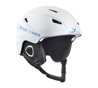 BLACK CREVICE Casco de esquí Kitzbühel I Casco de esquí de diseño Deportivo para Hombre y Mujer I Casco de esquí de policarbonato Transpirable I Talla Ajustable (Large, Blanco Azul)