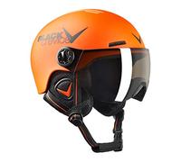 BLACK CREVICE Casco de esquí para niños Leogang I Casco esquí con viseraestilo piloto I Casco Snowboard para niños y niñas I Casco esquí Transpirable I (52-54, Naranja Mate Negro)