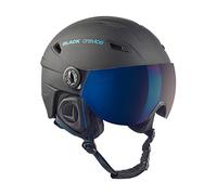 BLACK CREVICE Casco de esquí Silvretta I Casco esquí con Visera en Estilo piloto I I Casco esquí Unisex I Casco de esquí de policarbonato Transpirable I Talla Ajustable (XS, Negro/Azul)