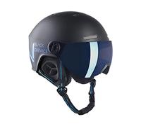 BLACK CREVICE Casco de esquí Sölden I Casco de esquí con Visera Estilo piloto I Casco esquí Hombre y Mujer I Casco Snowboard Unisex ajustableI Casco de esquí (S, Negro Mate y Azul)